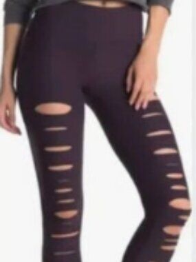 90 Degree by Reflex High Waisted Cutout Yoga Gym Leggings - Black - Small